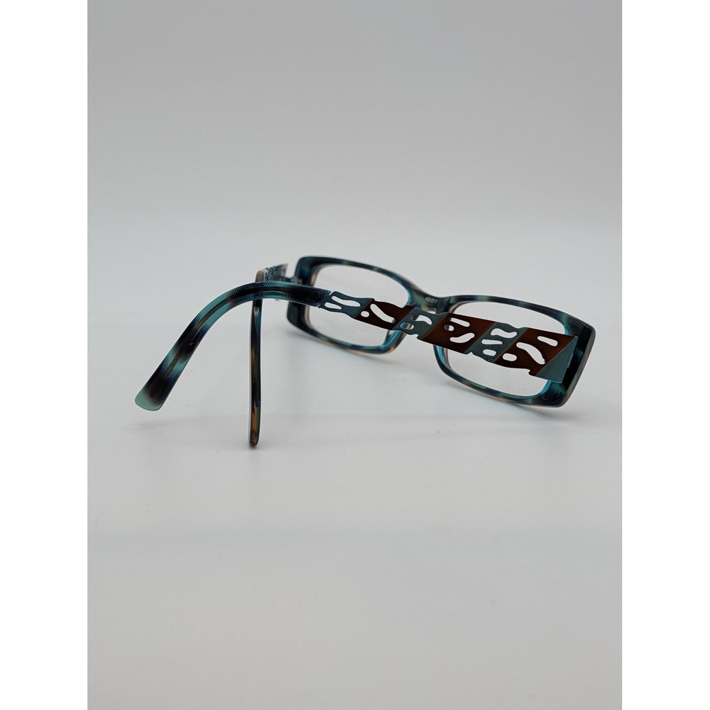 Kliik Denmark 438 345 Teal Brown Marble Rectangular Eyeglass Frames 49-17-135